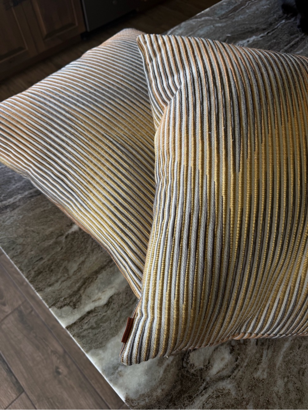 Two Missoni Home Striped Pillow in Gold and Gray